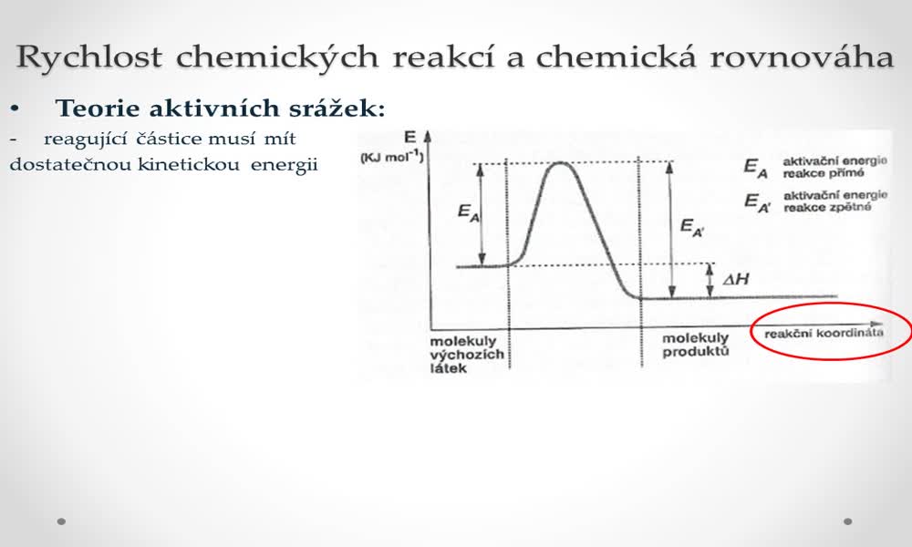 2. náhled výukového kurzu Rychlost chemických reakcí a chemická rovnováha