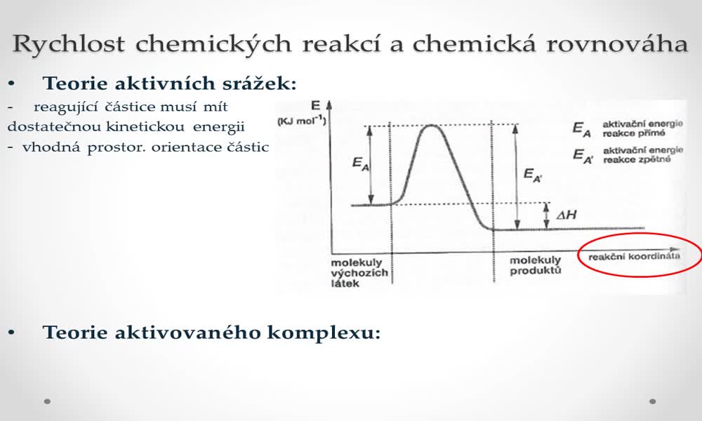 3. náhled výukového kurzu Rychlost chemických reakcí a chemická rovnováha