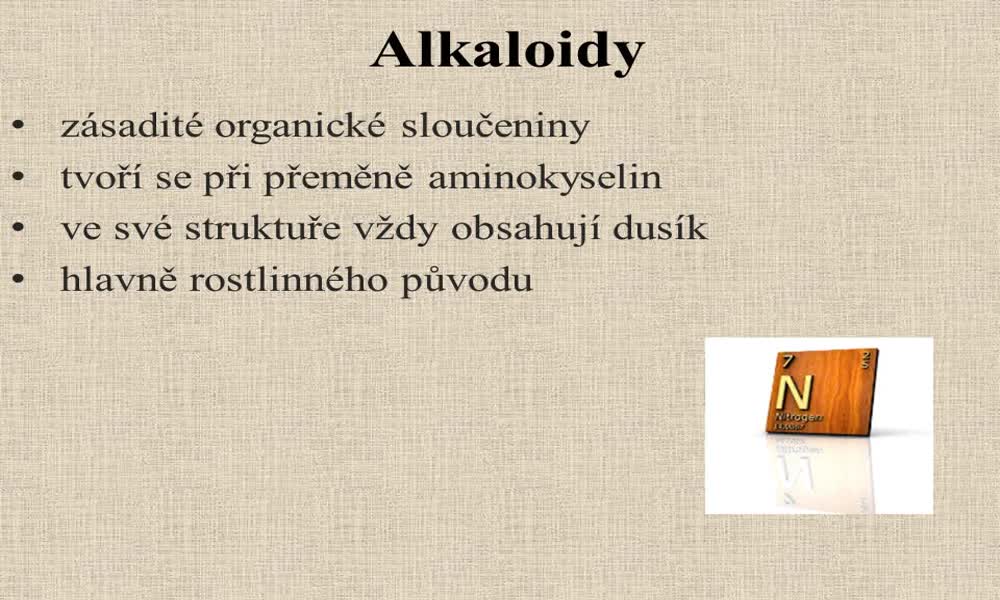 1. náhled výukového kurzu Alkaloidy 
