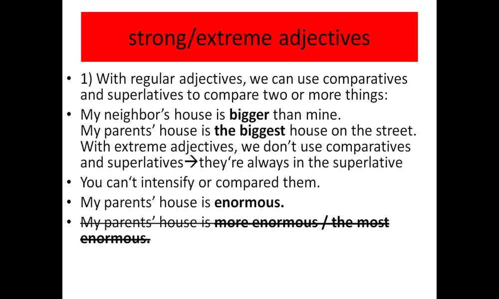 1. náhled výukového kurzu Strong adjectives