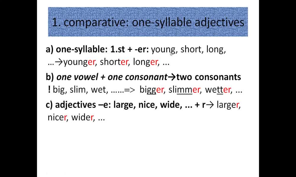 1. náhled výukového kurzu Adjectives - comparative and superlative