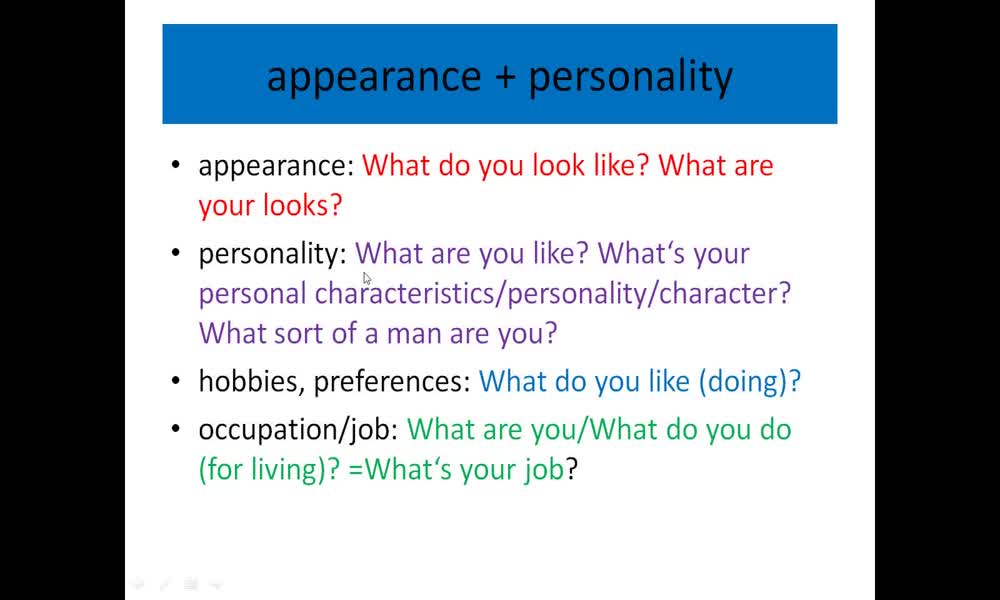 1. náhled výukového kurzu Adjectives - personality