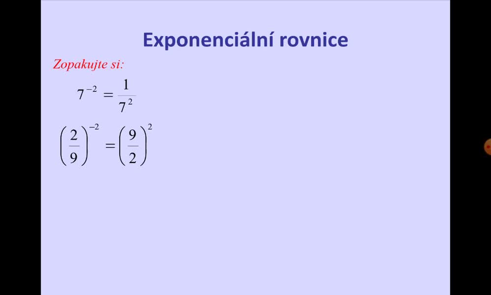 1. náhled výukového kurzu Exponenciální rovnice