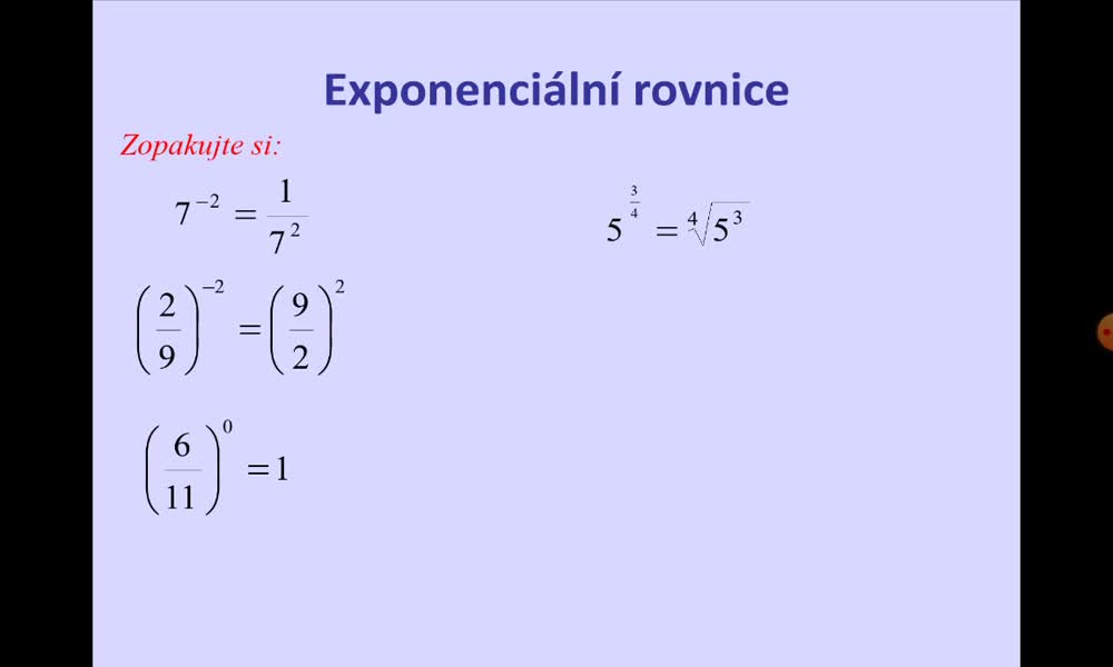 2. náhled výukového kurzu Exponenciální rovnice