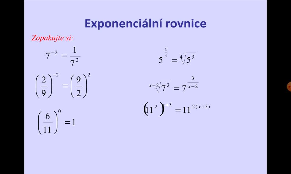 3. náhled výukového kurzu Exponenciální rovnice