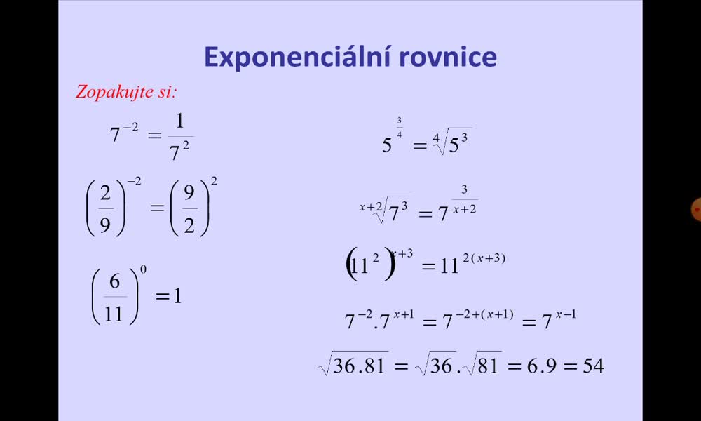 4. náhled výukového kurzu Exponenciální rovnice