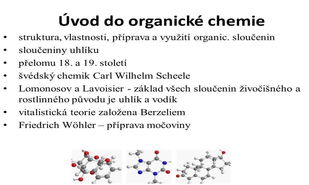 2. náhled výukového kurzu Úvod do organické chemie 