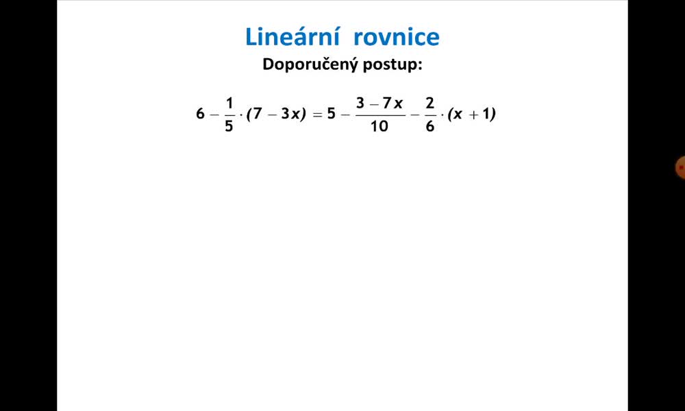 1. náhled výukového kurzu Lineární rovnice