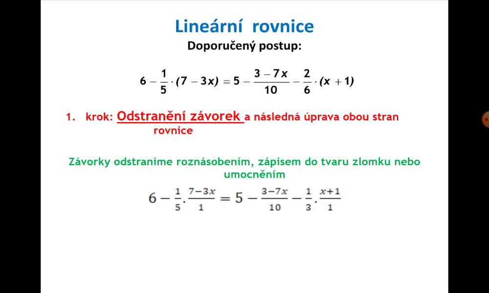 2. náhled výukového kurzu Lineární rovnice