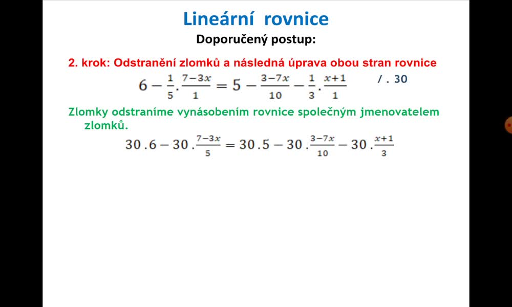 3. náhled výukového kurzu Lineární rovnice