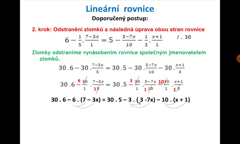 4. náhled výukového kurzu Lineární rovnice