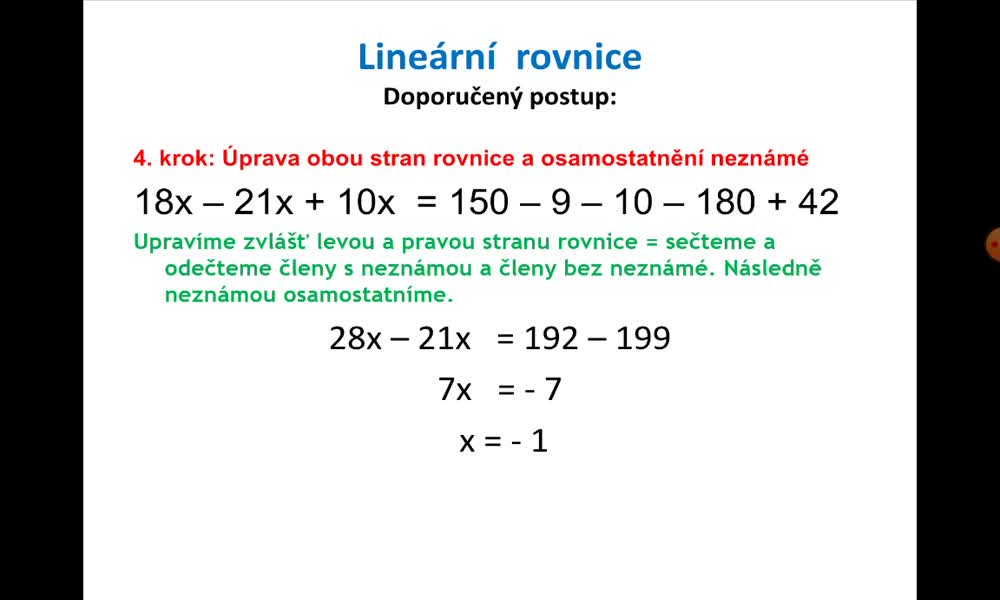 6. náhled výukového kurzu Lineární rovnice