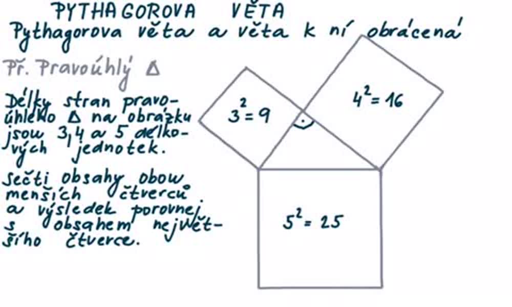 1. náhled výukového kurzu Pythagorova věta, věta k ní obrácená