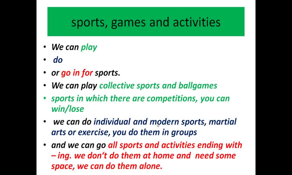2. náhled výukového kurzu Sport
