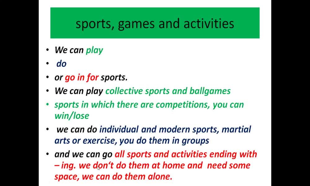 3. náhled výukového kurzu Sport