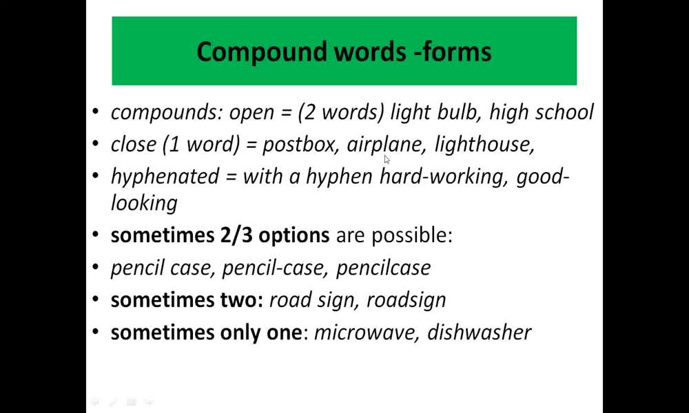 2. náhled výukového kurzu Compound nouns