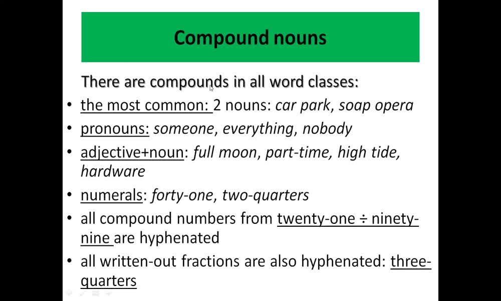 5. náhled výukového kurzu Compound nouns