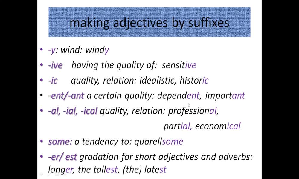 5. náhled výukového kurzu Making adjectives and adverbs