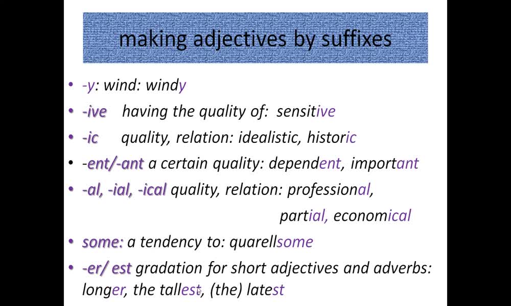 6. náhled výukového kurzu Making adjectives and adverbs