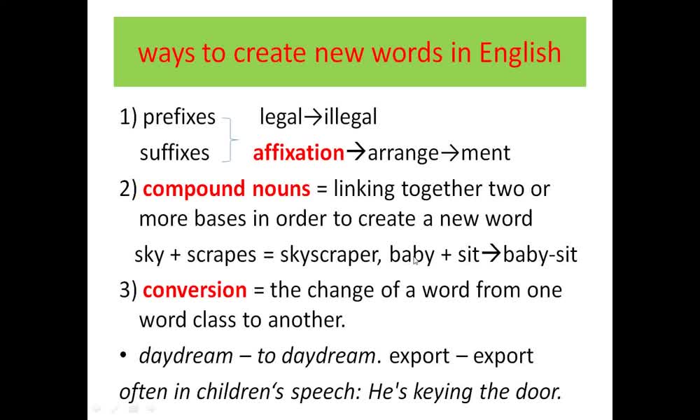 2. náhled výukového kurzu Making nouns from verbs