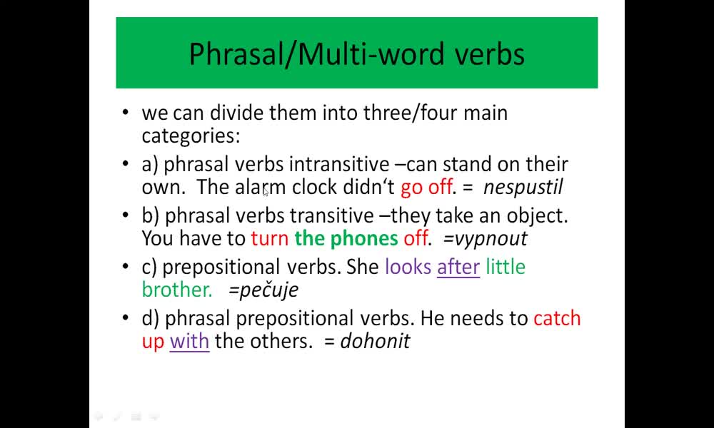 6. náhled výukového kurzu Phrasal verbs (vocabulary)