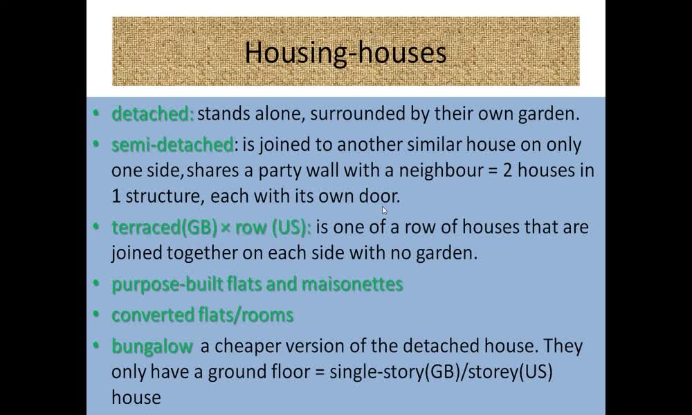 3. náhled výukového kurzu Houses, flats