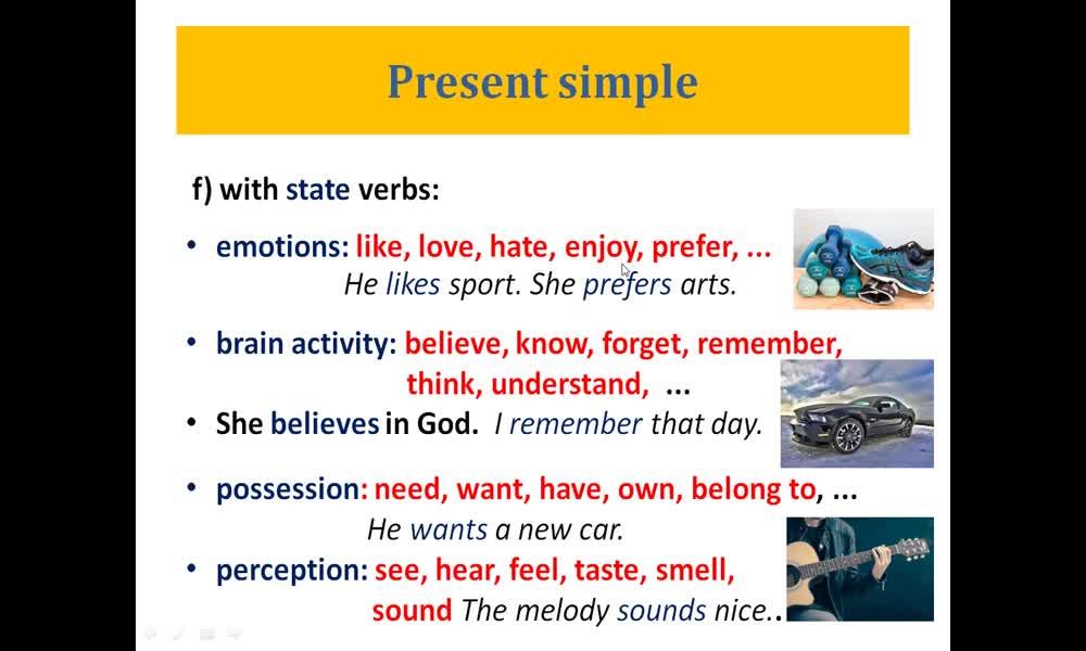 5. náhled výukového kurzu Present simple and present continuous