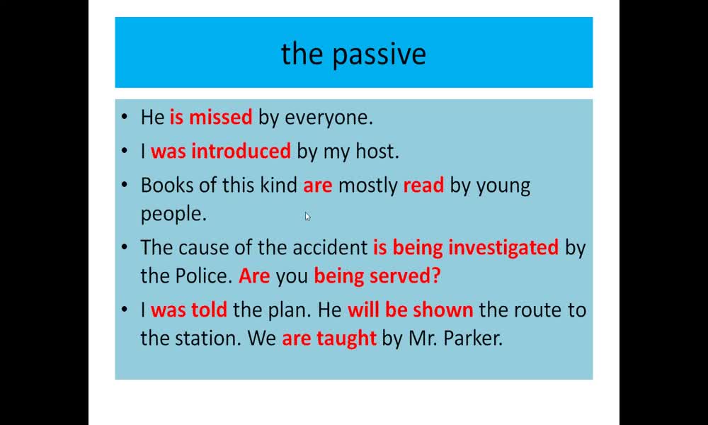 2. náhled výukového kurzu The passive - present and past