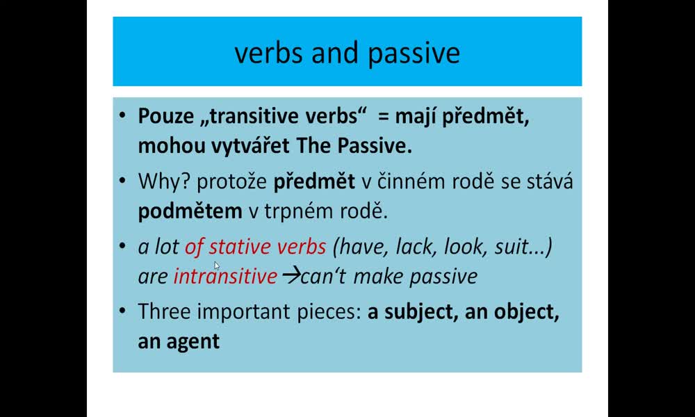 6. náhled výukového kurzu The passive - present and past