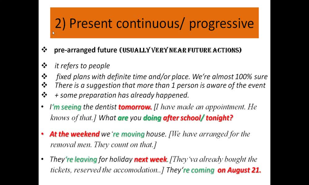 4. náhled výukového kurzu Future forms - will, going to, present continuous, present simple