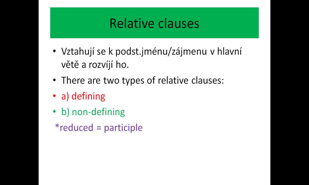 1. náhled výukového kurzu Relative pronouns