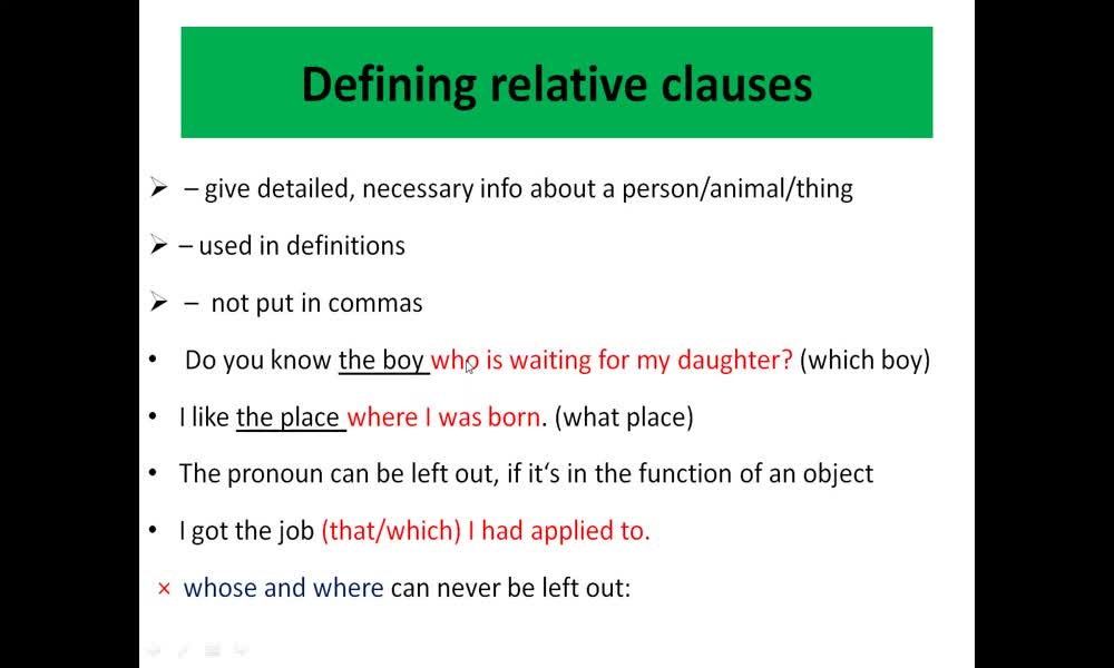3. náhled výukového kurzu Relative pronouns