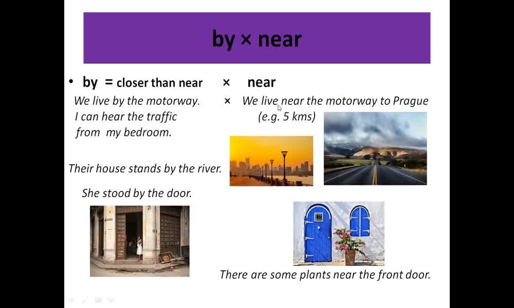 2. náhled výukového kurzu Town - prepositions of place