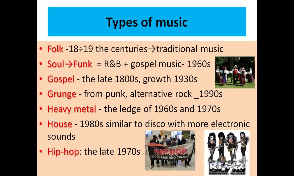 4. náhled výukového kurzu Music - types of music, musical instruments