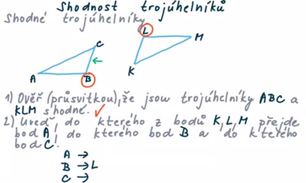 2. náhled výukového kurzu Shodnost trojúhelníků