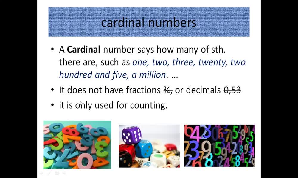 1. náhled výukového kurzu Cardinal numbers (základní číslovky)