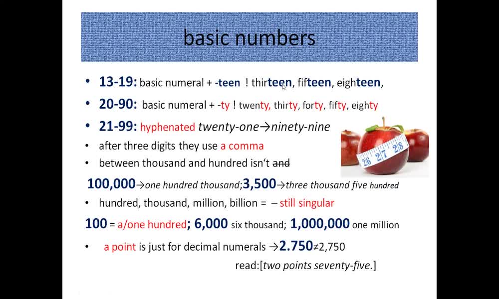 3. náhled výukového kurzu Cardinal numbers (základní číslovky)