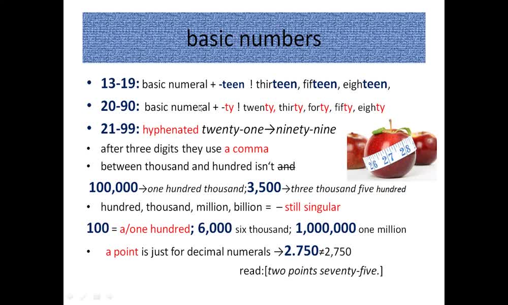 4. náhled výukového kurzu Cardinal numbers (základní číslovky)