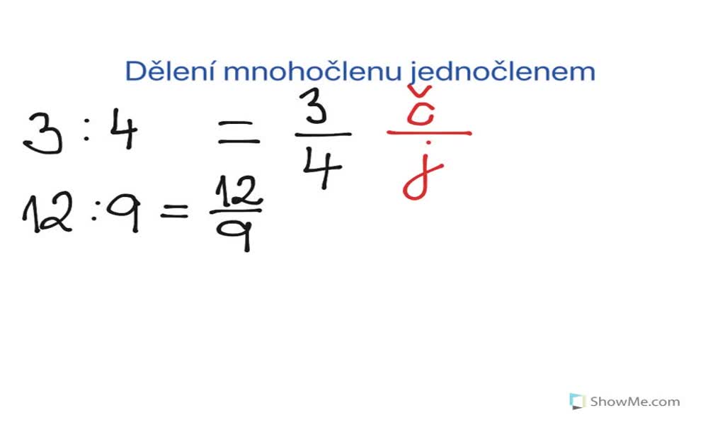 2. náhled výukového kurzu Dělení mnohočlenů jednočlenem