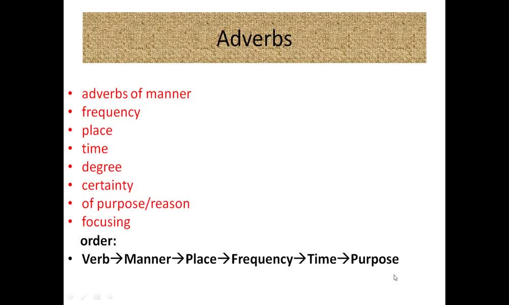 4. náhled výukového kurzu Adverbs and adverbial phrases