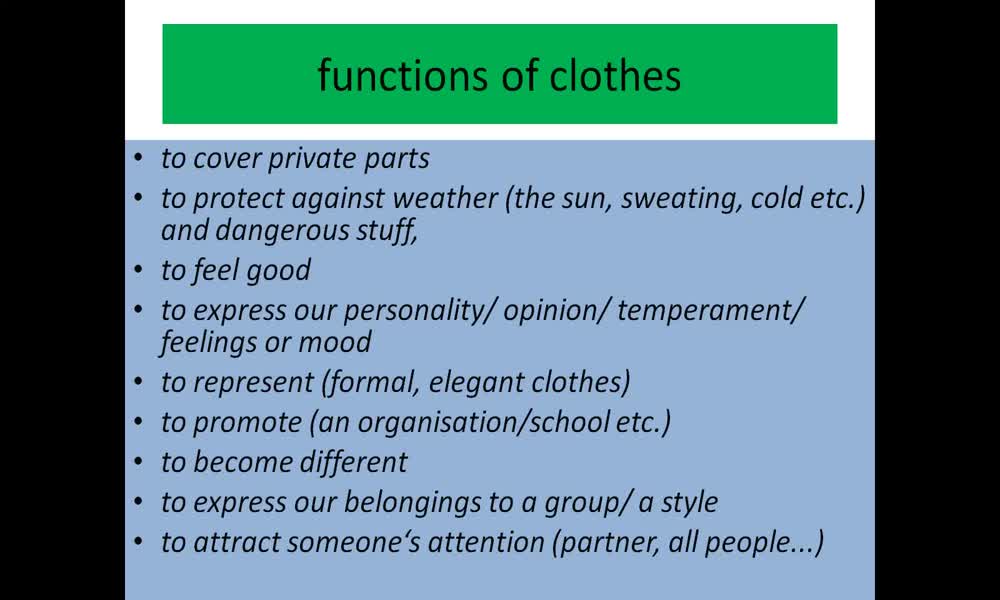1. náhled výukového kurzu Clothes and fashion