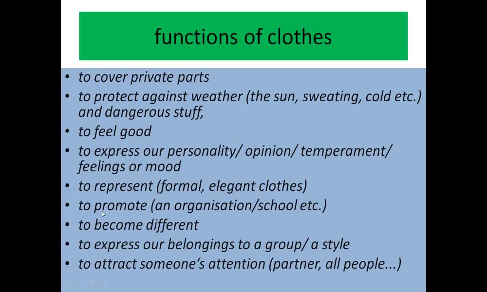 2. náhled výukového kurzu Clothes and fashion