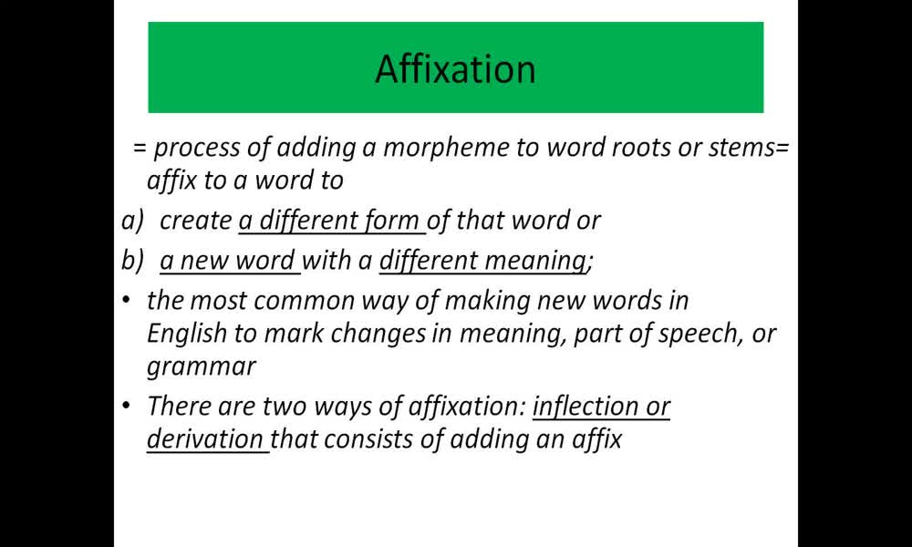 1. náhled výukového kurzu Word building: prefixes and suffixes