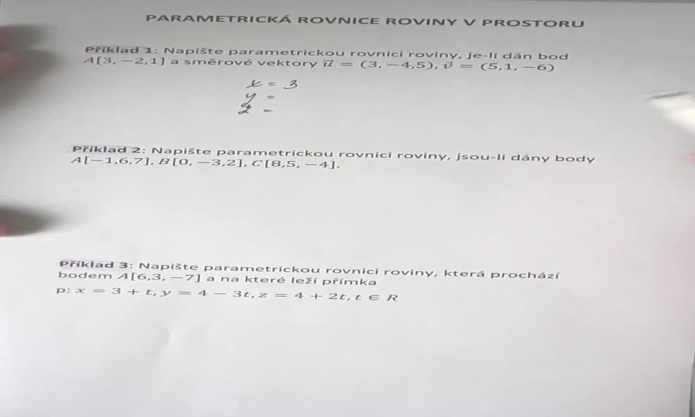 4. náhled výukového kurzu Parametrické vyjádření roviny                 