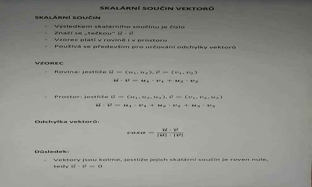 2. náhled výukového kurzu Skalární součin vektorů