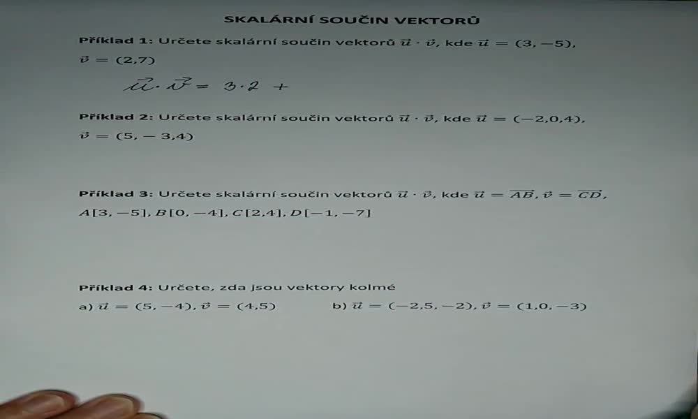 3. náhled výukového kurzu Skalární součin vektorů