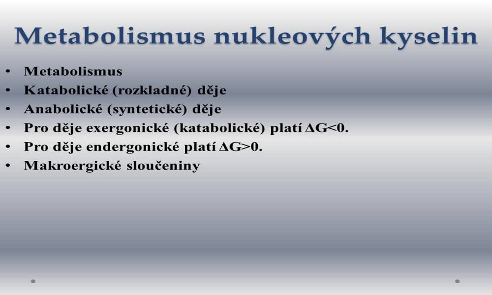 2. náhled výukového kurzu Metabolismus nukleových kyselin