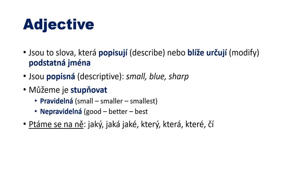 1. náhled výukového kurzu Using adjectives as nouns