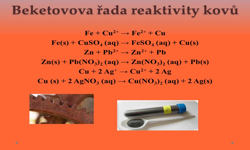 6. náhled výukového kurzu Beketovova řada reaktivity kovů