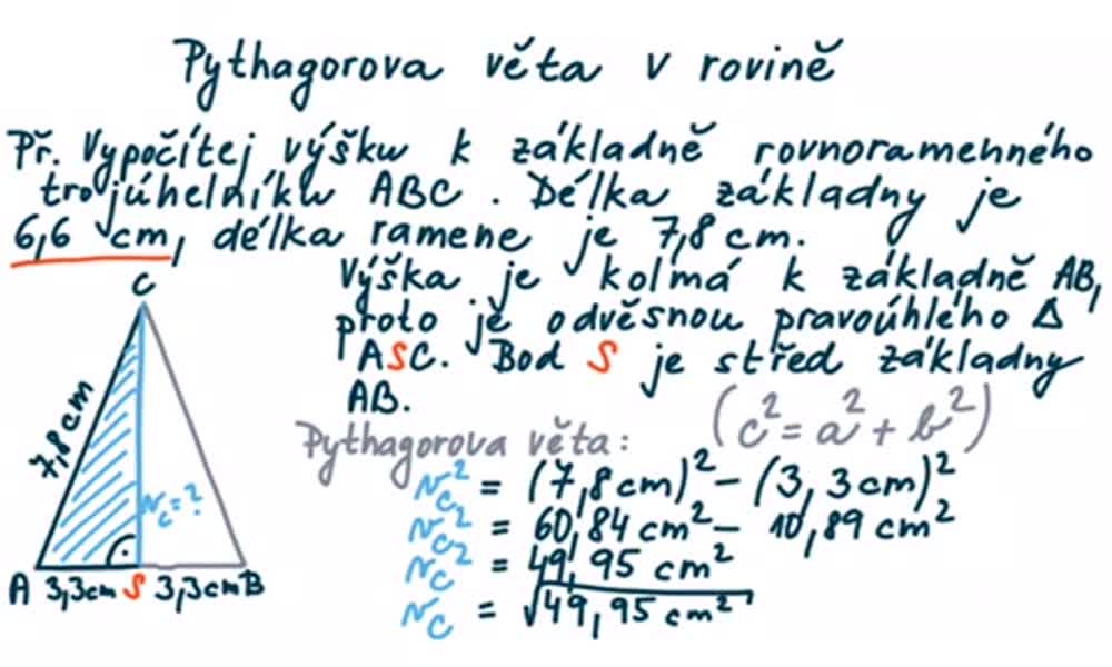 3. náhled výukového kurzu Pythagorova věta v rovině